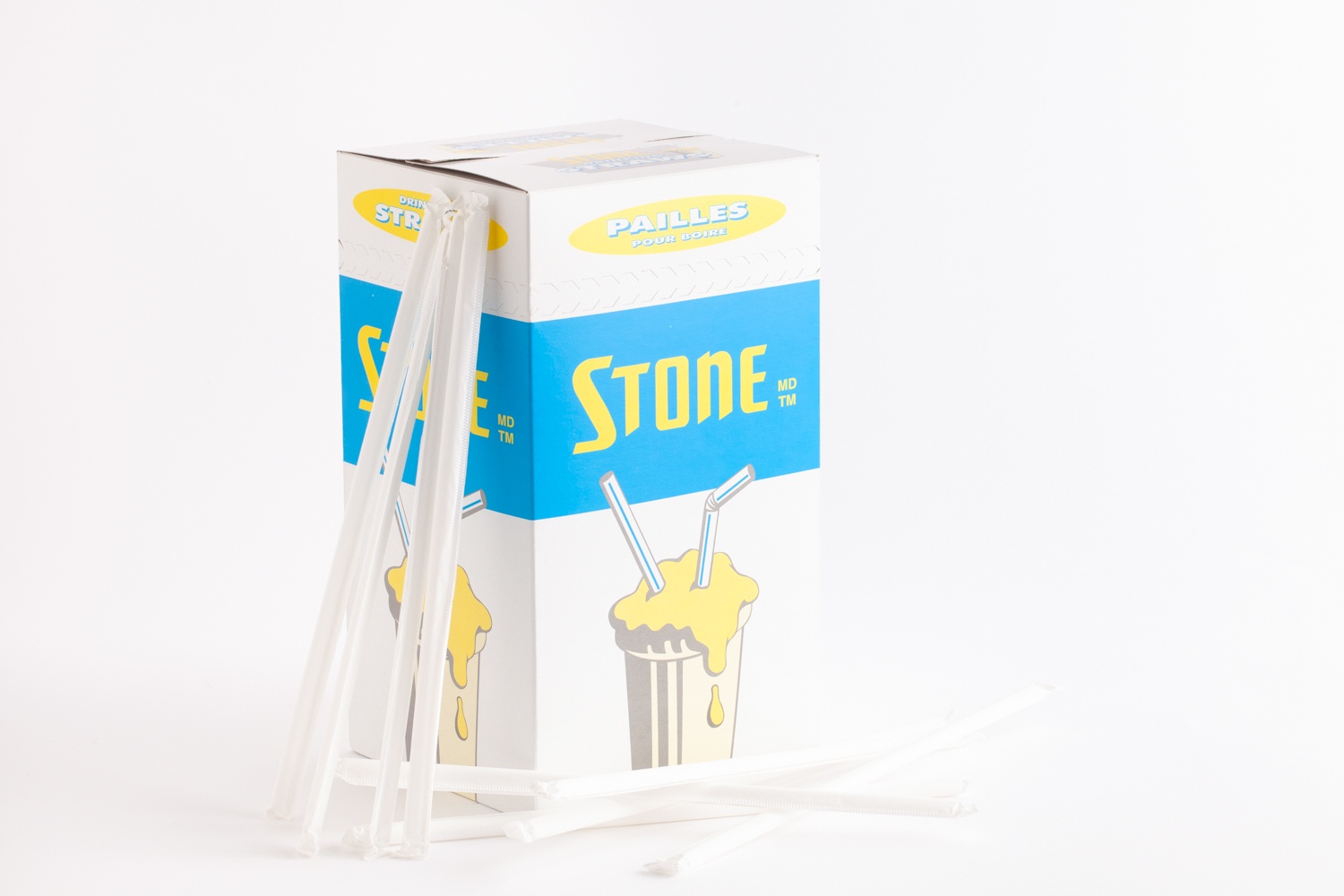 product image stone straw box light blue with paper straws