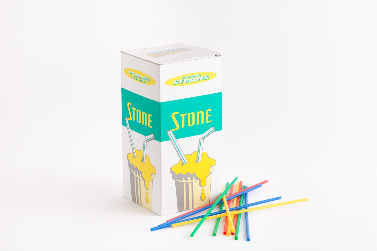 product image stone straw box teal multi colour cocktail straws