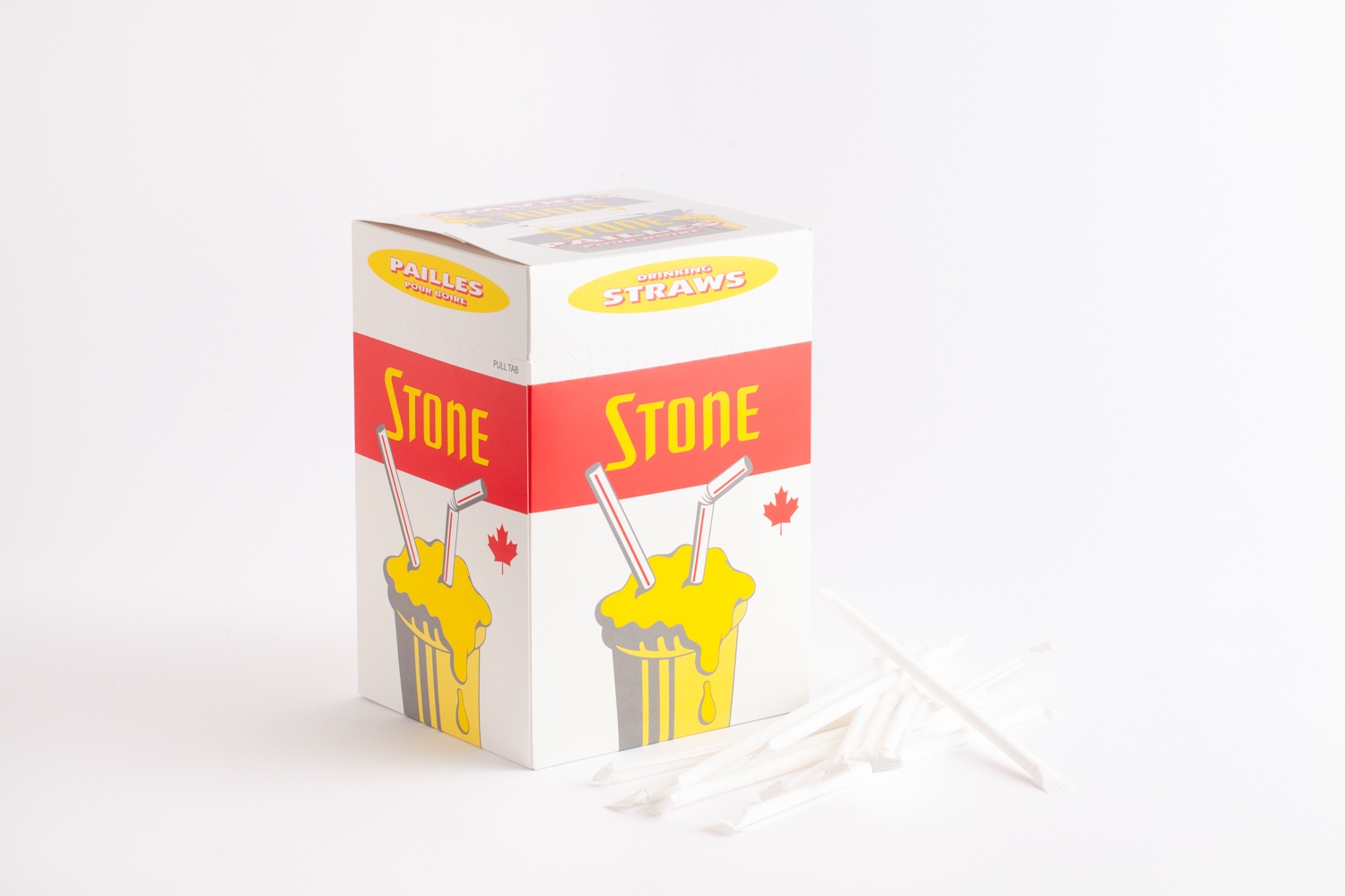 product image stone straw box red wrapper straws