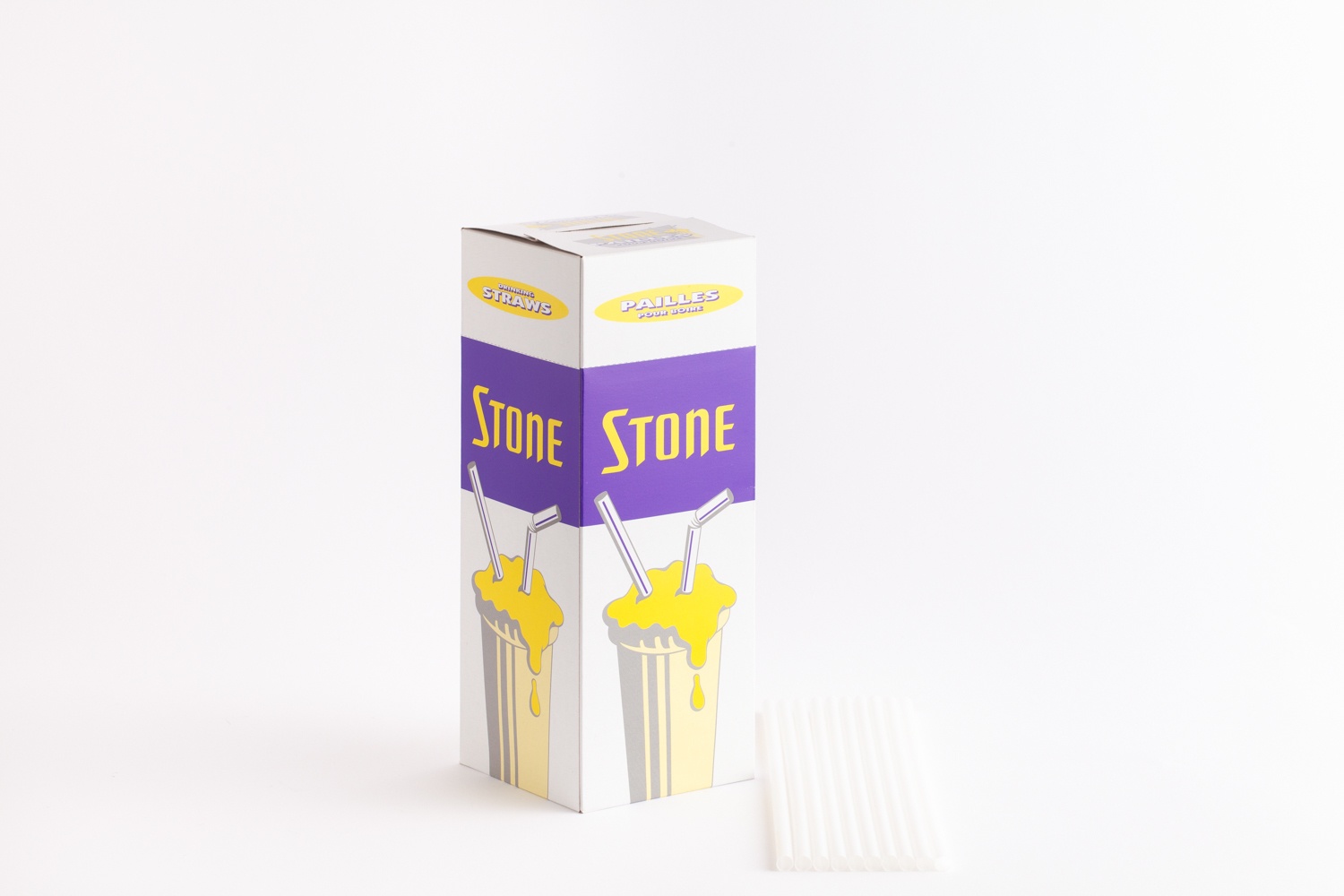 product image stone straw box purple white straws